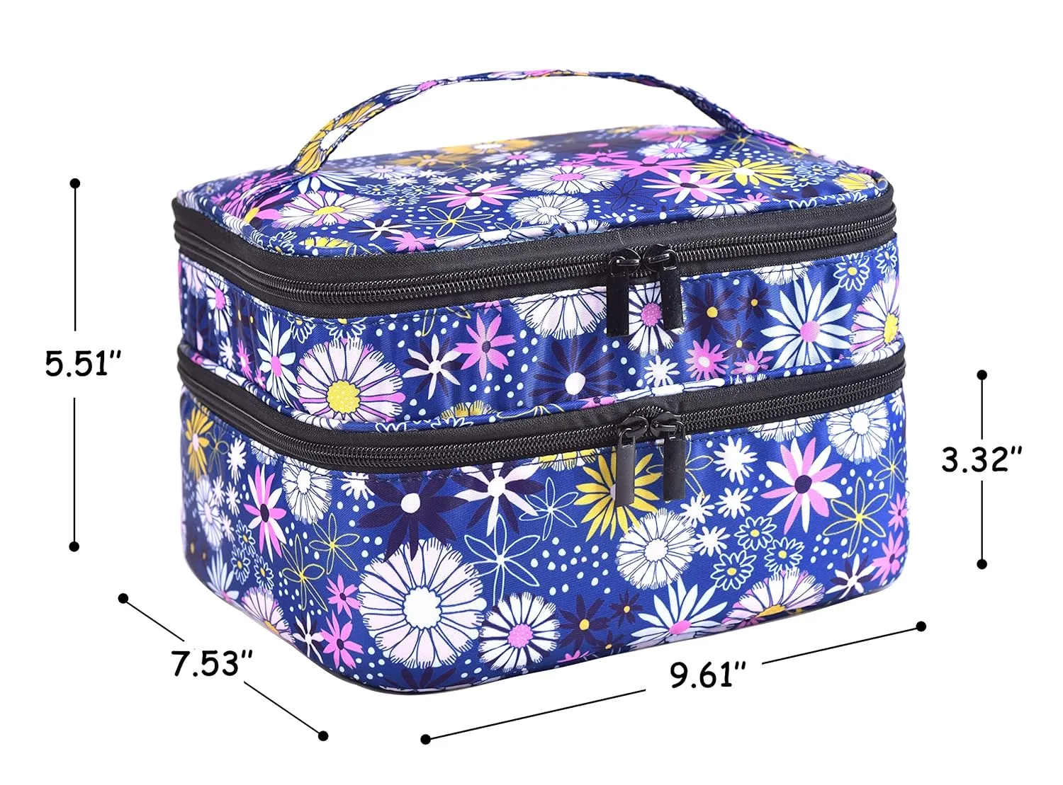 Nail Polish Organizer- Holds 30 Bottles Nail Supply Organizers and Storage Double-layer Nail Polish Carrying Case Nail varnish Organizer Nail Polish Storage Bag with Handle (Flower)