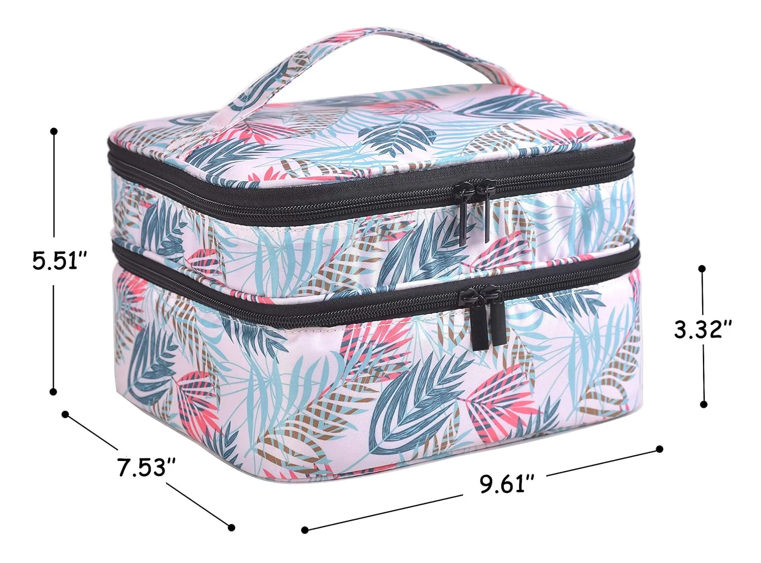 Nail Polish Organizer- Holds 30 Bottles Nail Supply Organizers and Storage Double-layer Nail Polish Carrying Case Nail varnish Organizer Nail Polish Storage Bag with Handle (Leaf)