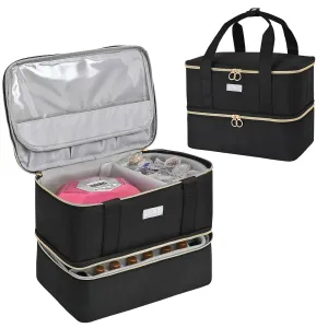 Nail Polish Organizer,Double-Layer Nail Organizers and Storage,Nail Polish Carrying Case for 40 Bottles (15ml-0.5 fl.oz) and Nail Lamp,Portable Nail Polish Holder for Nail Supplies