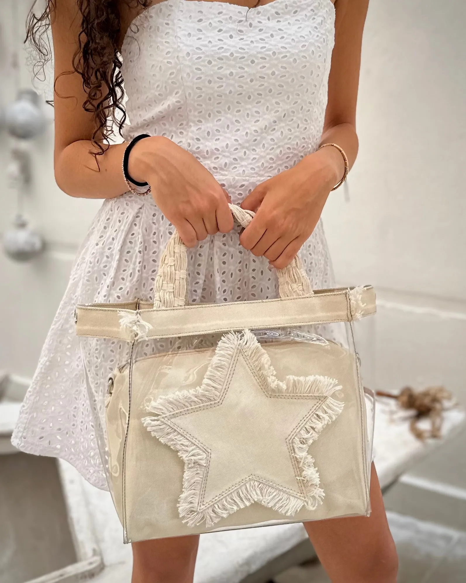 NAJMA SEE-THROUGH BAG - BEIGE