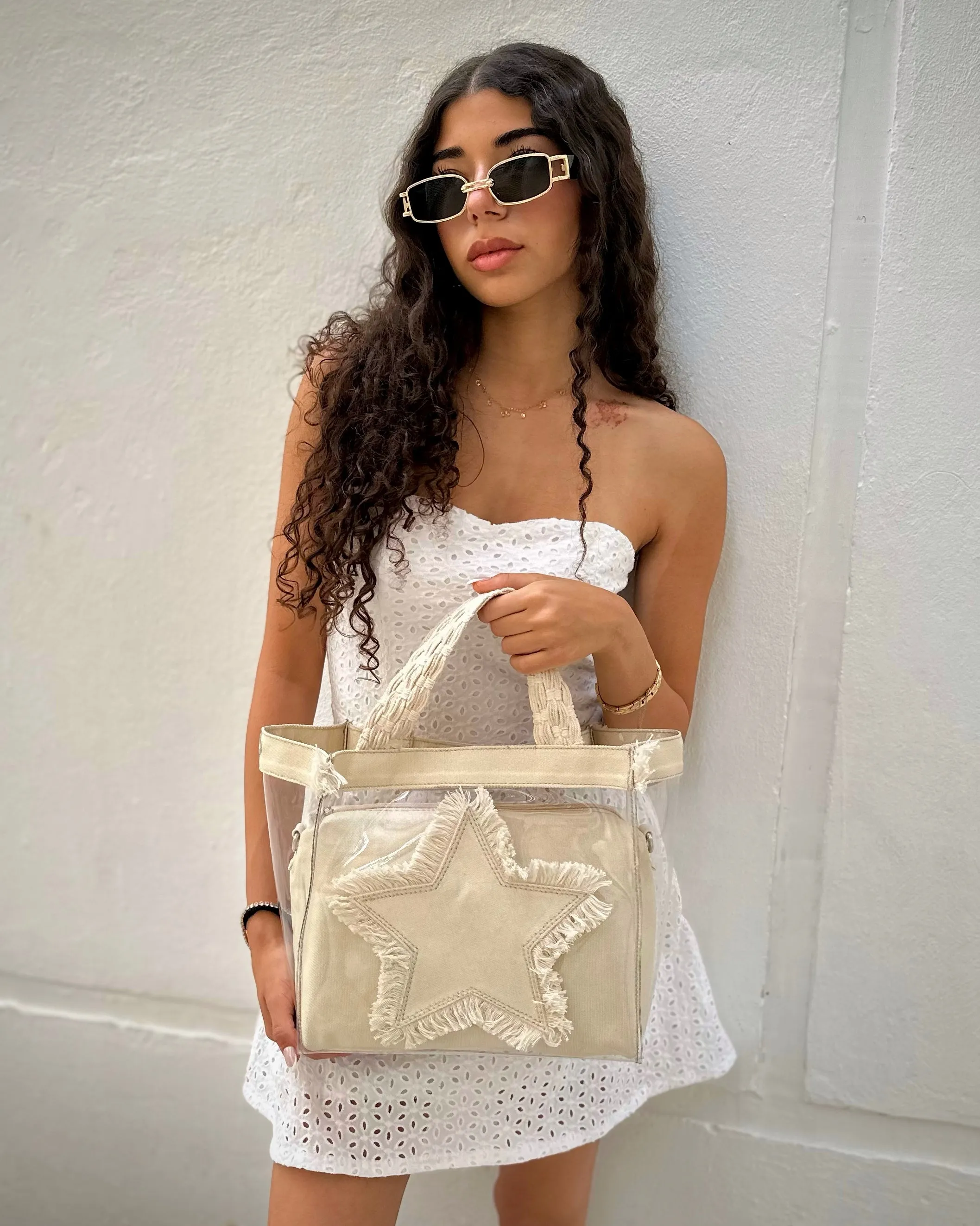 NAJMA SEE-THROUGH BAG - BEIGE