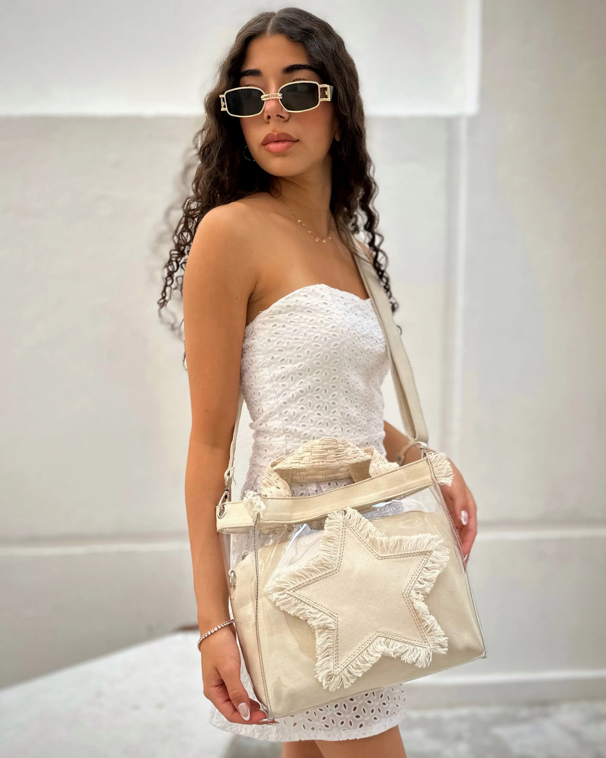 NAJMA SEE-THROUGH BAG - BEIGE