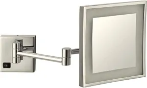 Nameeks AR7701-SNI-5x Glimmer Square Wall Mounted LED 5x Magnification Makeup Mirror, Satin Nickel