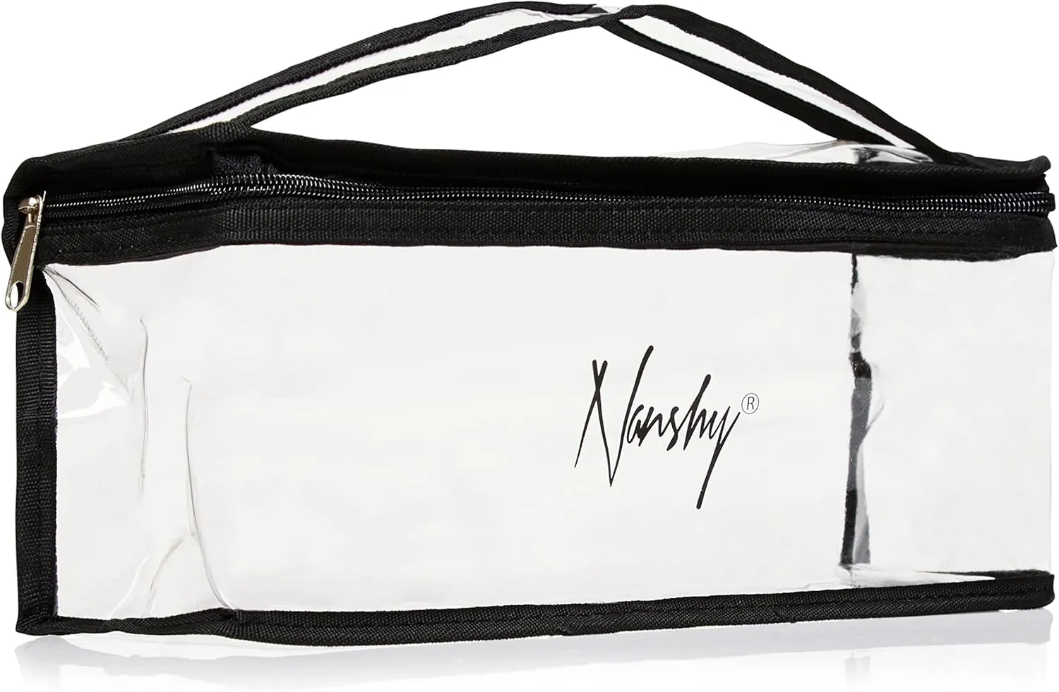 Nanshy Clear Makeup Bags with Zipper - Organizer & Travel Toiletry Bag - Long & Large Bag with Handle for Easy Carrying - Transparent Clear Makeup Case & Cosmetic Bag - 11x4.5x4 In