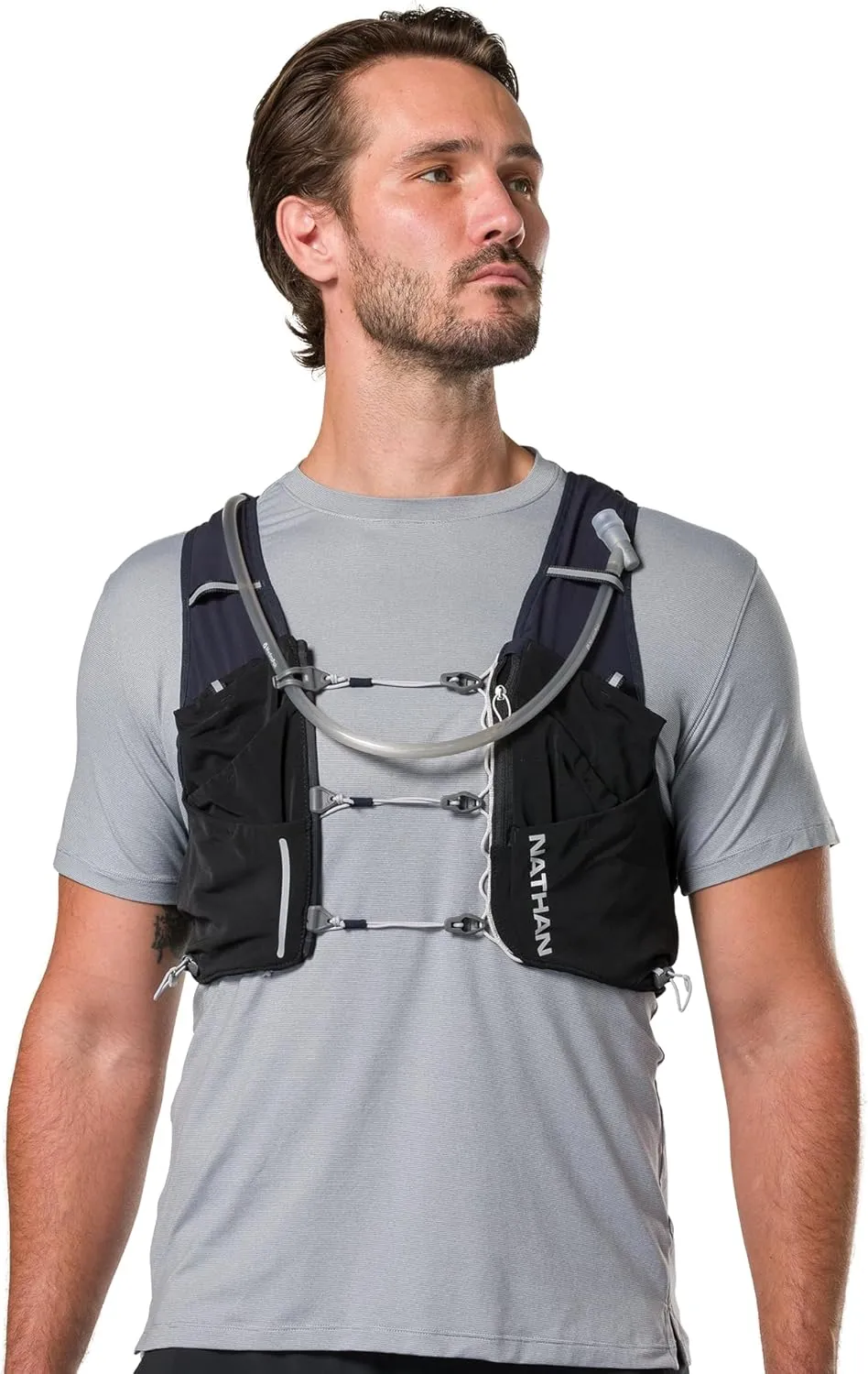 Nathan 12L Hydration Vest – Quick-Fit Adjustments, Breathable Mesh, 1.6L Bladder, 8.8 oz, 6 Pockets, Pinnacle Pro