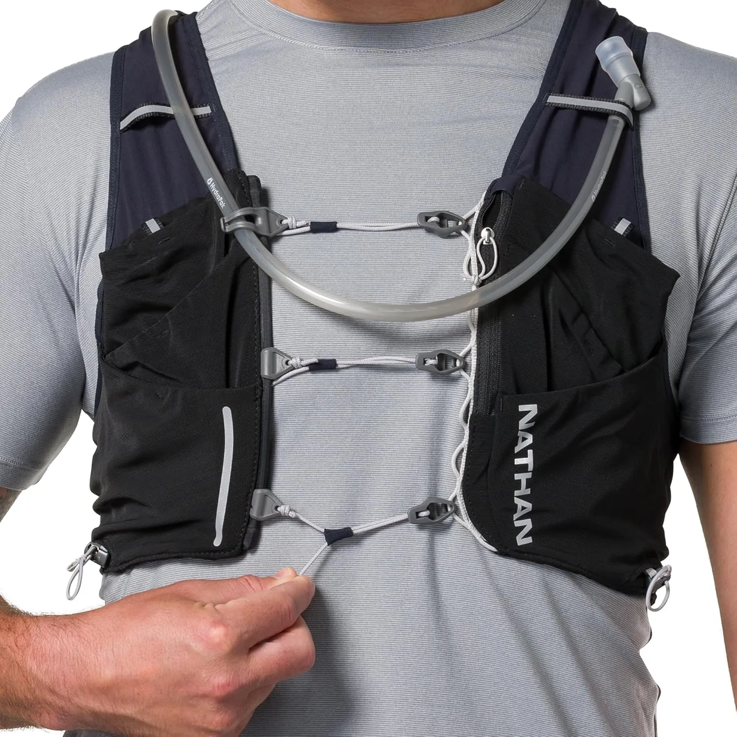Nathan 12L Hydration Vest – Quick-Fit Adjustments, Breathable Mesh, 1.6L Bladder, 8.8 oz, 6 Pockets, Pinnacle Pro