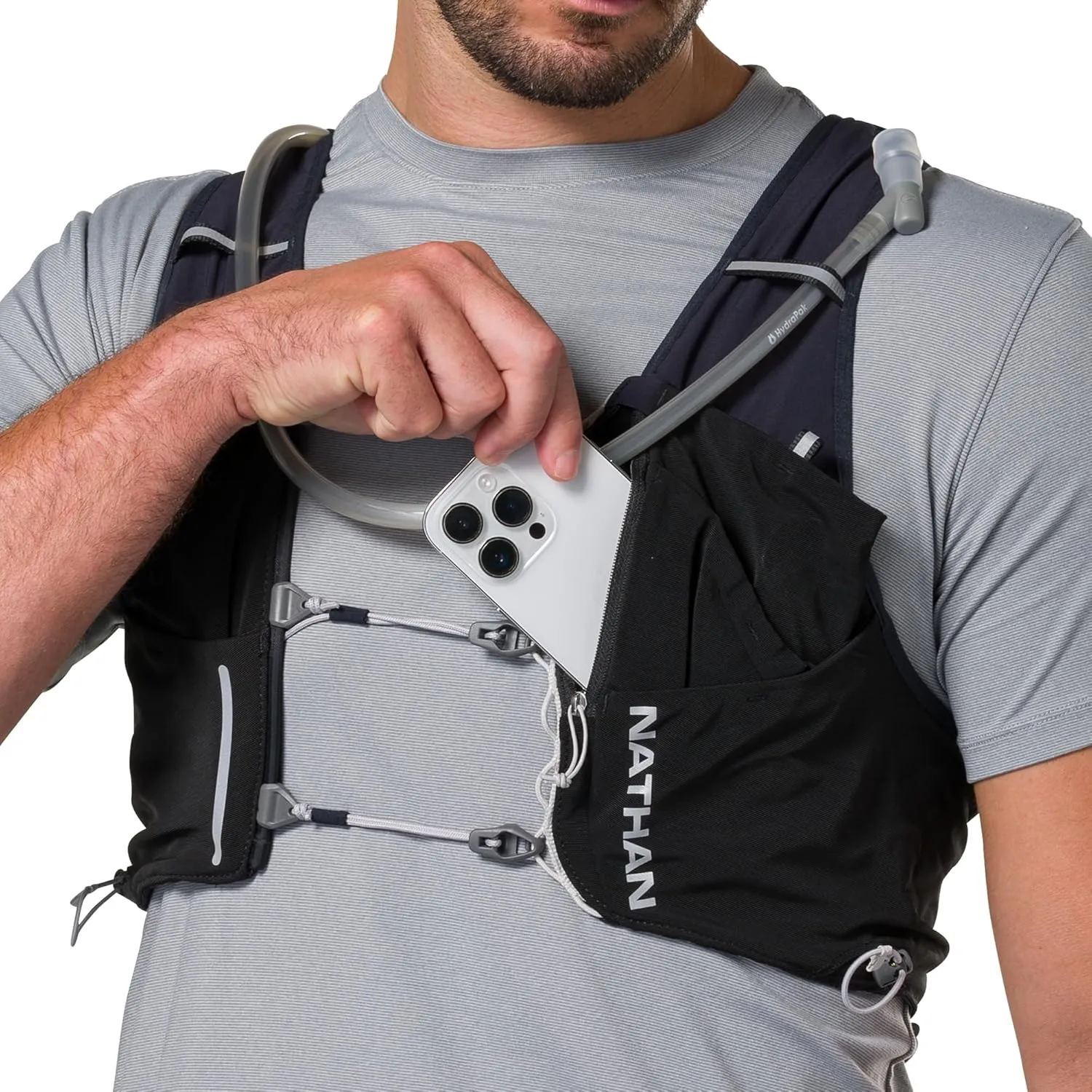 Nathan 12L Hydration Vest – Quick-Fit Adjustments, Breathable Mesh, 1.6L Bladder, 8.8 oz, 6 Pockets, Pinnacle Pro