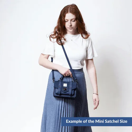 Navy Over-Check Satchels with Harris Tweed®