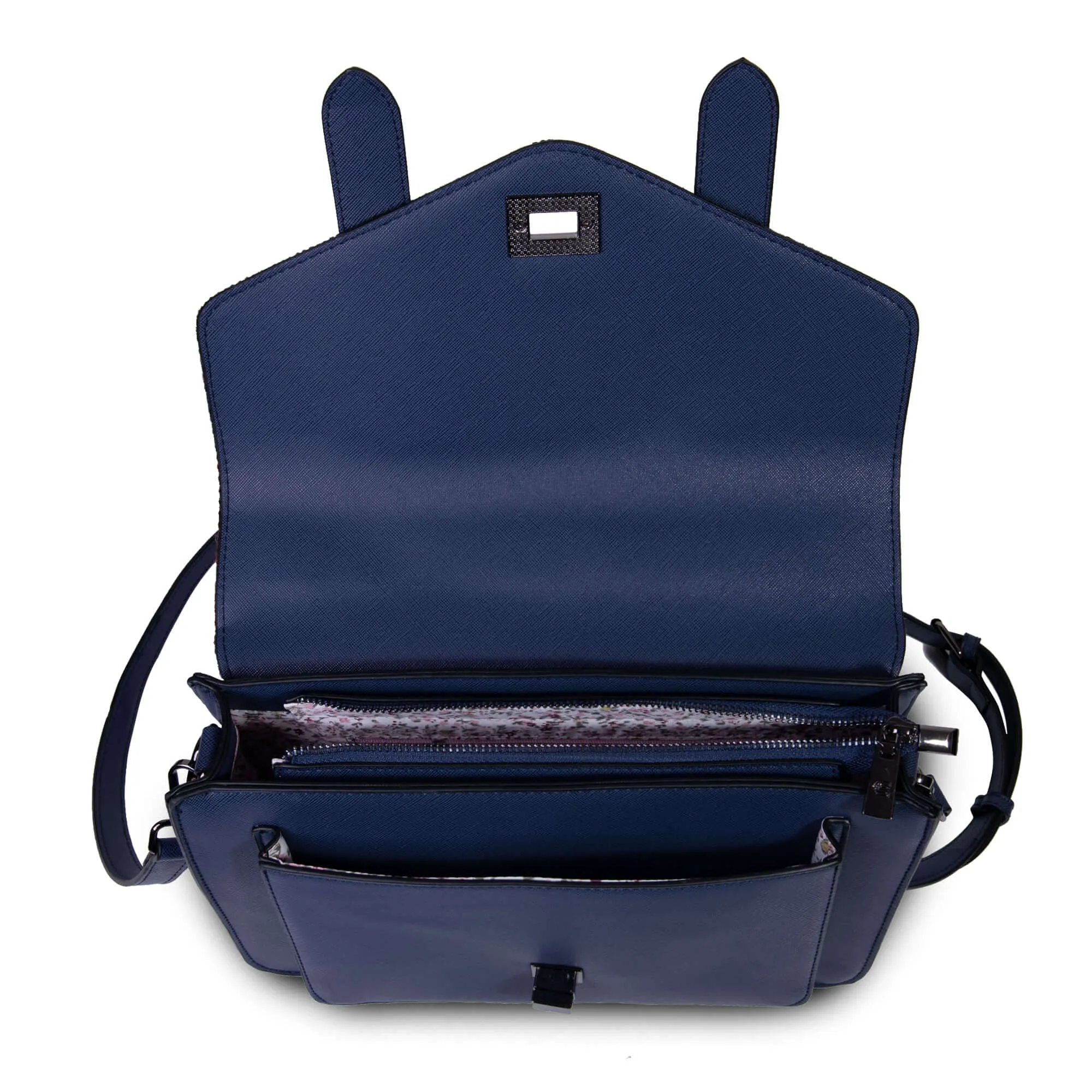 Navy Over-Check Satchels with Harris Tweed®