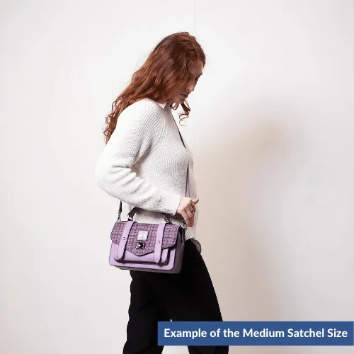 Navy Over-Check Satchels with Harris Tweed®
