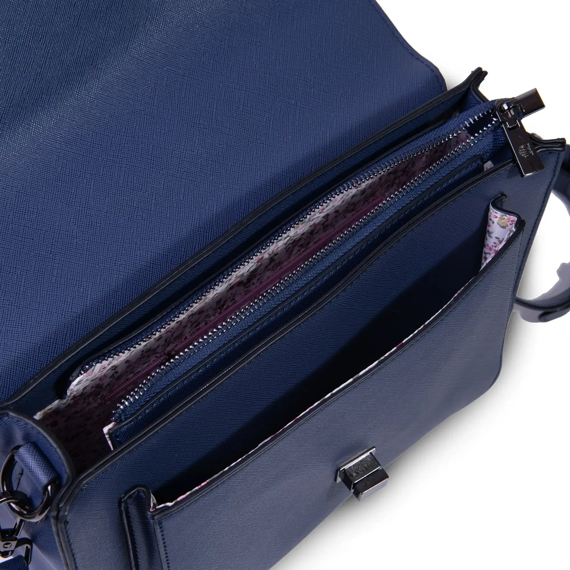 Navy Over-Check Satchels with Harris Tweed®