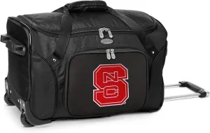 NC State University Wolfpack Lightweight 22-inch Wheeled Duffel Bag with Telescopic Handle - Perfect Overnight Bag for Travel, Weekend Getaways, Airports, Gym, and Commuting