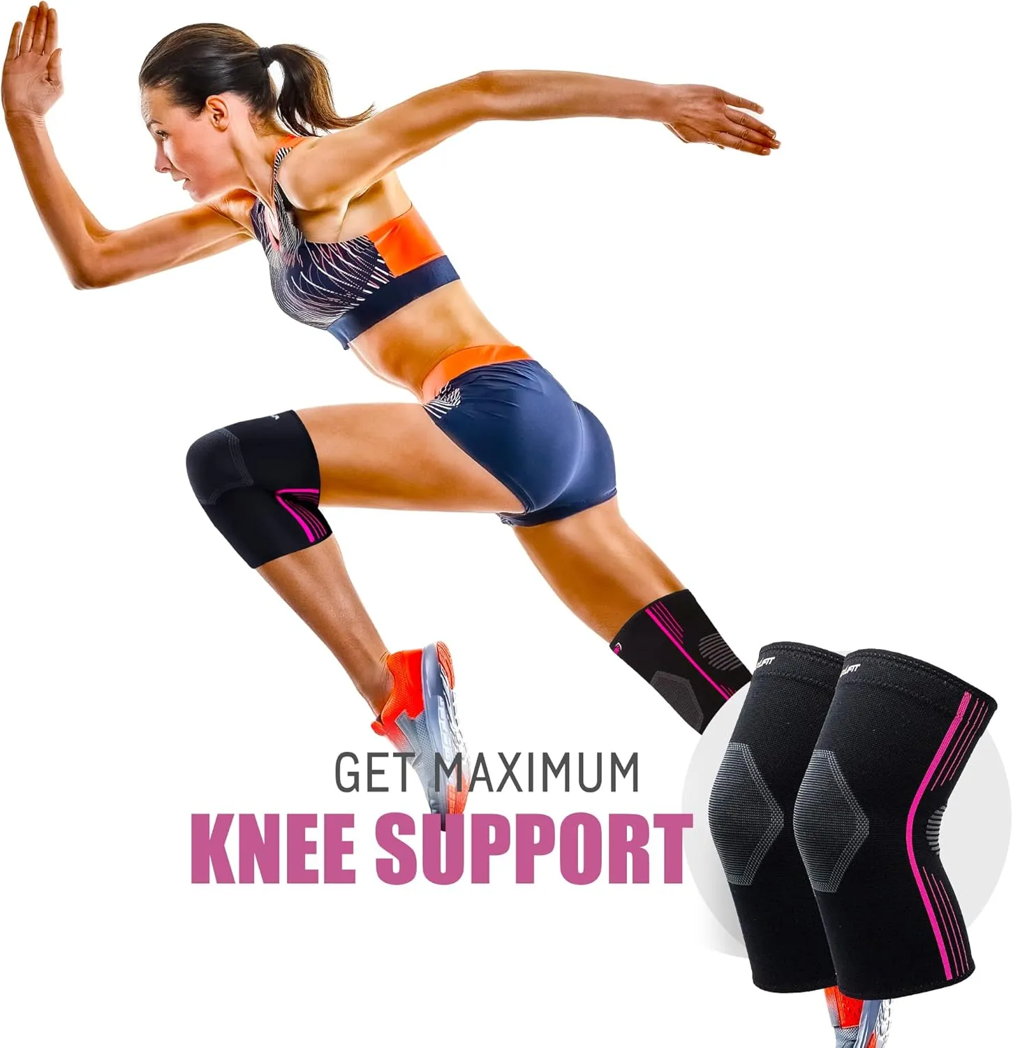 NeoAlly® - Compression Knee Sleeve for Women, Medical-Grade Knee Support for Women, Breathable Knee Sleeves for Weightlifting Crossfit, Purple, Medium, Pack of 1