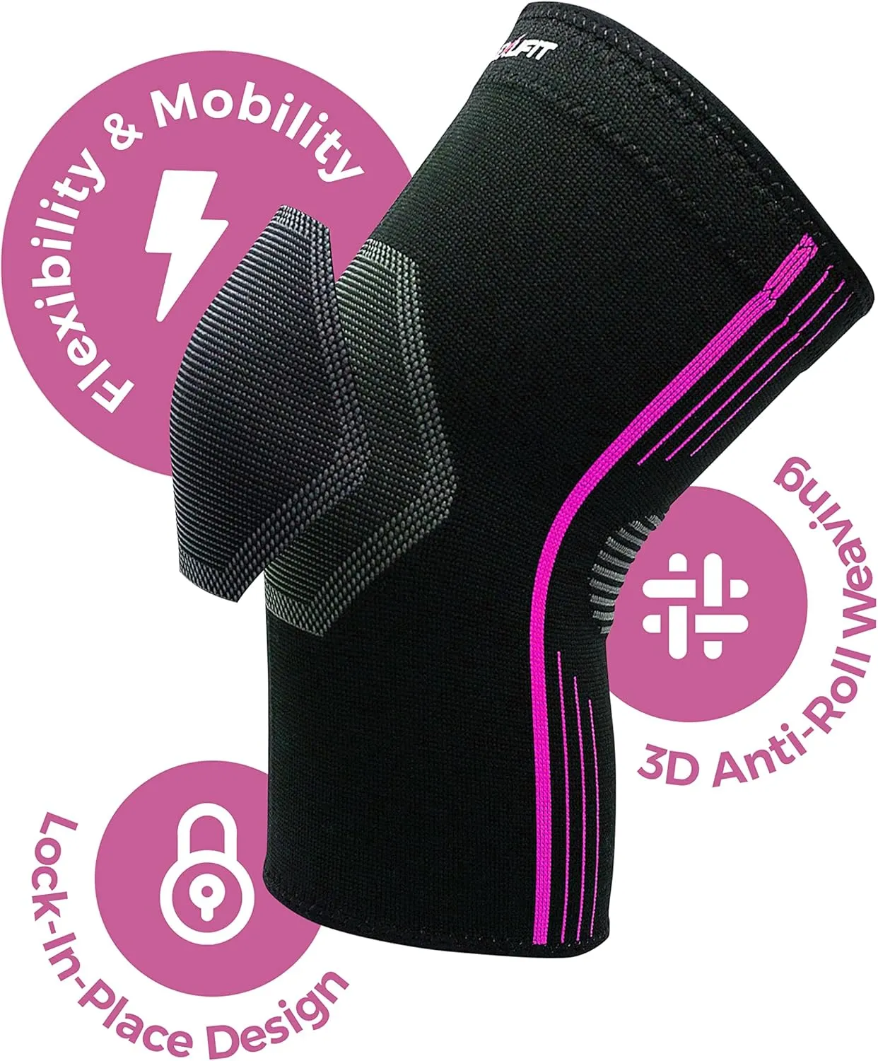 NeoAlly® - Compression Knee Sleeve for Women, Medical-Grade Knee Support for Women, Breathable Knee Sleeves for Weightlifting Crossfit, Purple, Medium, Pack of 1