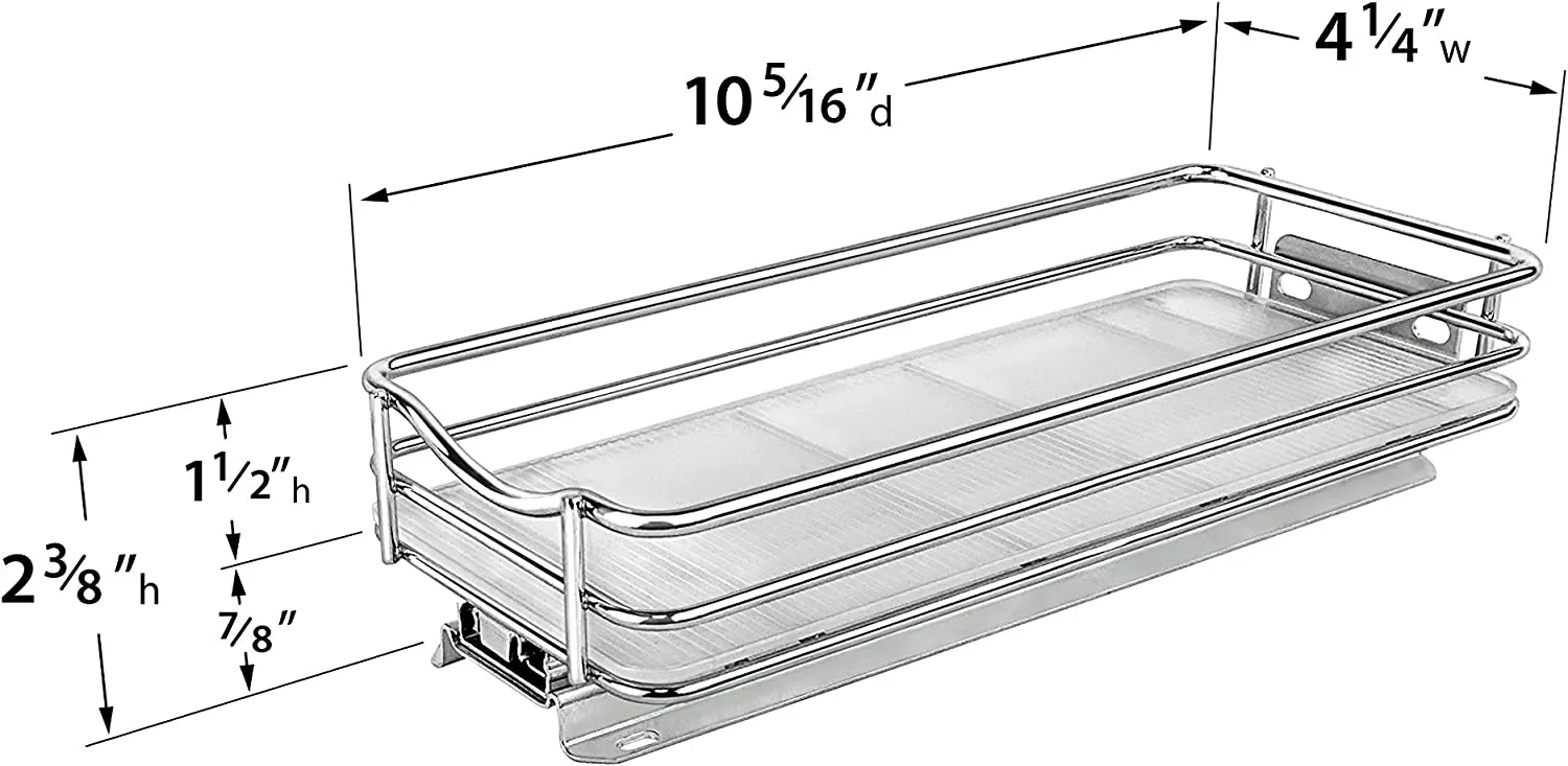 New Lynk Professional Pull Out Spice Rack Slide Out Cabinet Organizer, Chrome, 4-1/4" Single Slide Out! Retails $64 