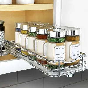 New Lynk Professional Pull Out Spice Rack Slide Out Cabinet Organizer, Chrome, 4-1/4" Single Slide Out! Retails $64 