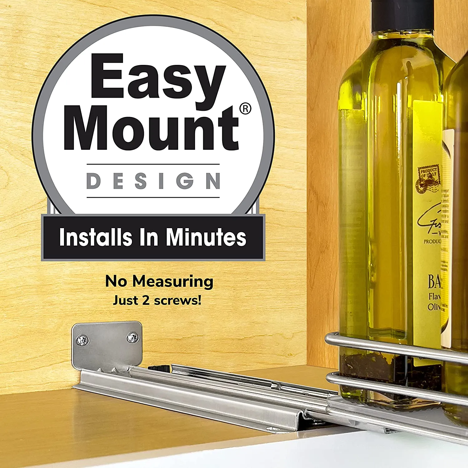 New Lynk Professional Pull Out Spice Rack Slide Out Cabinet Organizer, Chrome, 4-1/4" Single Slide Out! Retails $64 