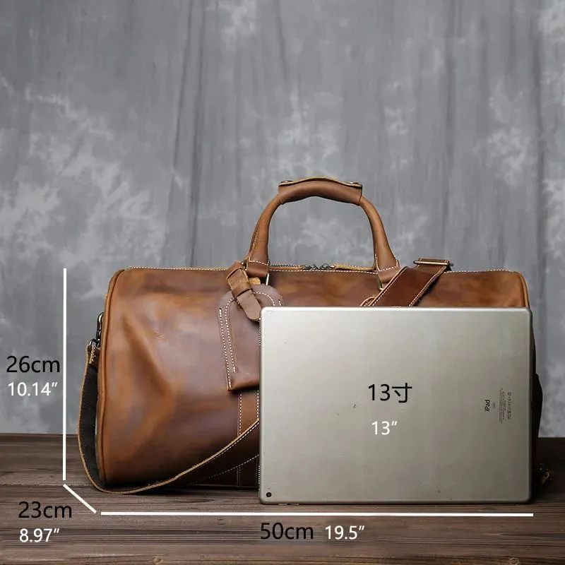 New Retro Male Carry-on Bag Europe And America Crazy Horse Leather Travel Bag Layer Cowhide Large Capacity Single Shoulder Bag