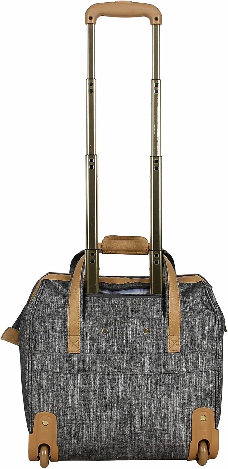Nicole Miller Underseat Luggage Collection - Small Lightweight 15 Inch Under Seat Bag - Briefcase for Women - Carry On Suitcase with 2- Rolling Spinner Wheels (Paige Silver)