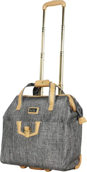 Nicole Miller Underseat Luggage Collection - Small Lightweight 15 Inch Under Seat Bag - Briefcase for Women - Carry On Suitcase with 2- Rolling Spinner Wheels (Paige Silver)