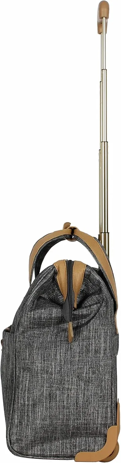 Nicole Miller Underseat Luggage Collection - Small Lightweight 15 Inch Under Seat Bag - Briefcase for Women - Carry On Suitcase with 2- Rolling Spinner Wheels (Paige Silver)