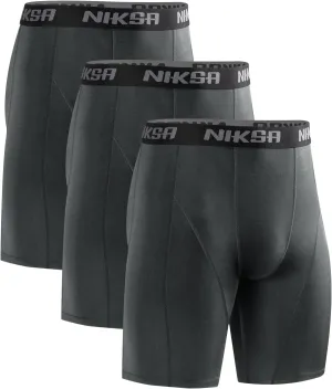 Niksa 3 Pack Compression Shorts Men, Spandex Athletic Workout Running Shorts Performance Sport Baselayer Underwear