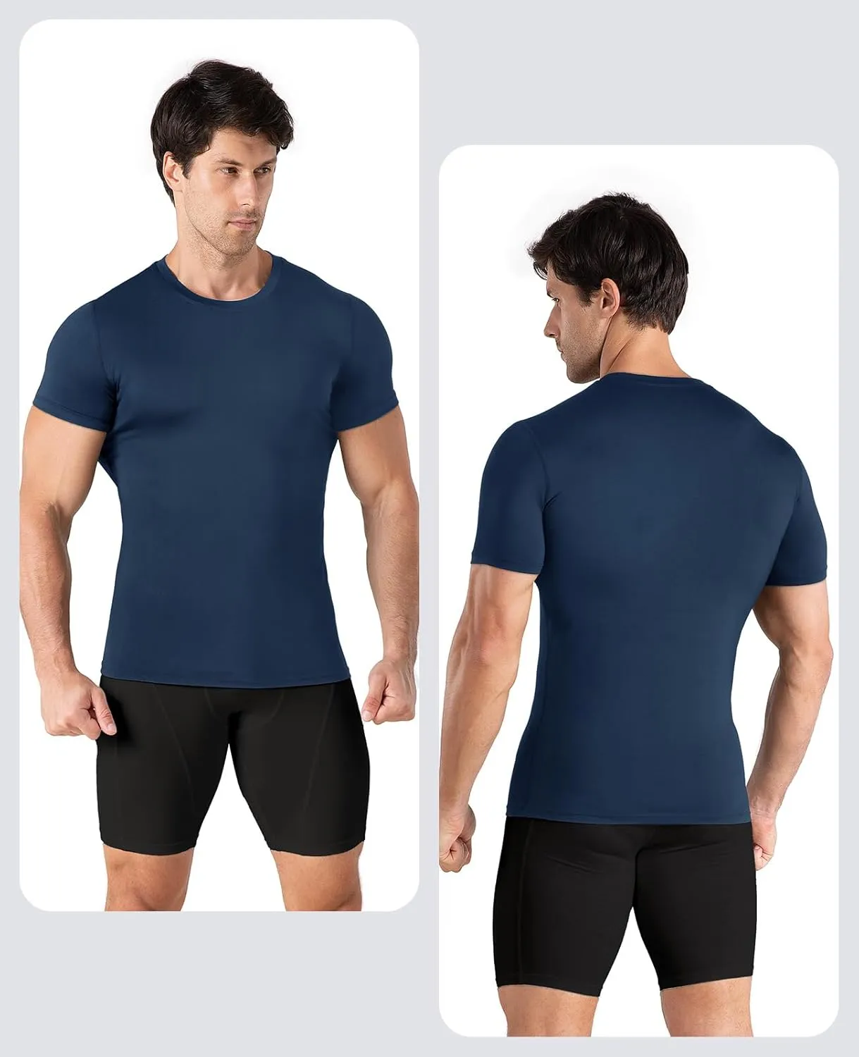 Niksa Men's Compression Shirts 1 or 4 Pack, Workout Gym Shirt Short Sleeve, Moisture Wicking Active Fit Base Layer T-Shirt