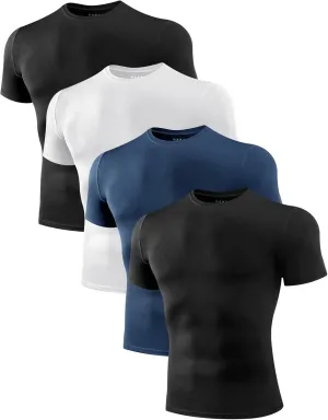 Niksa Men's Compression Shirts 1 or 4 Pack, Workout Gym Shirt Short Sleeve, Moisture Wicking Active Fit Base Layer T-Shirt