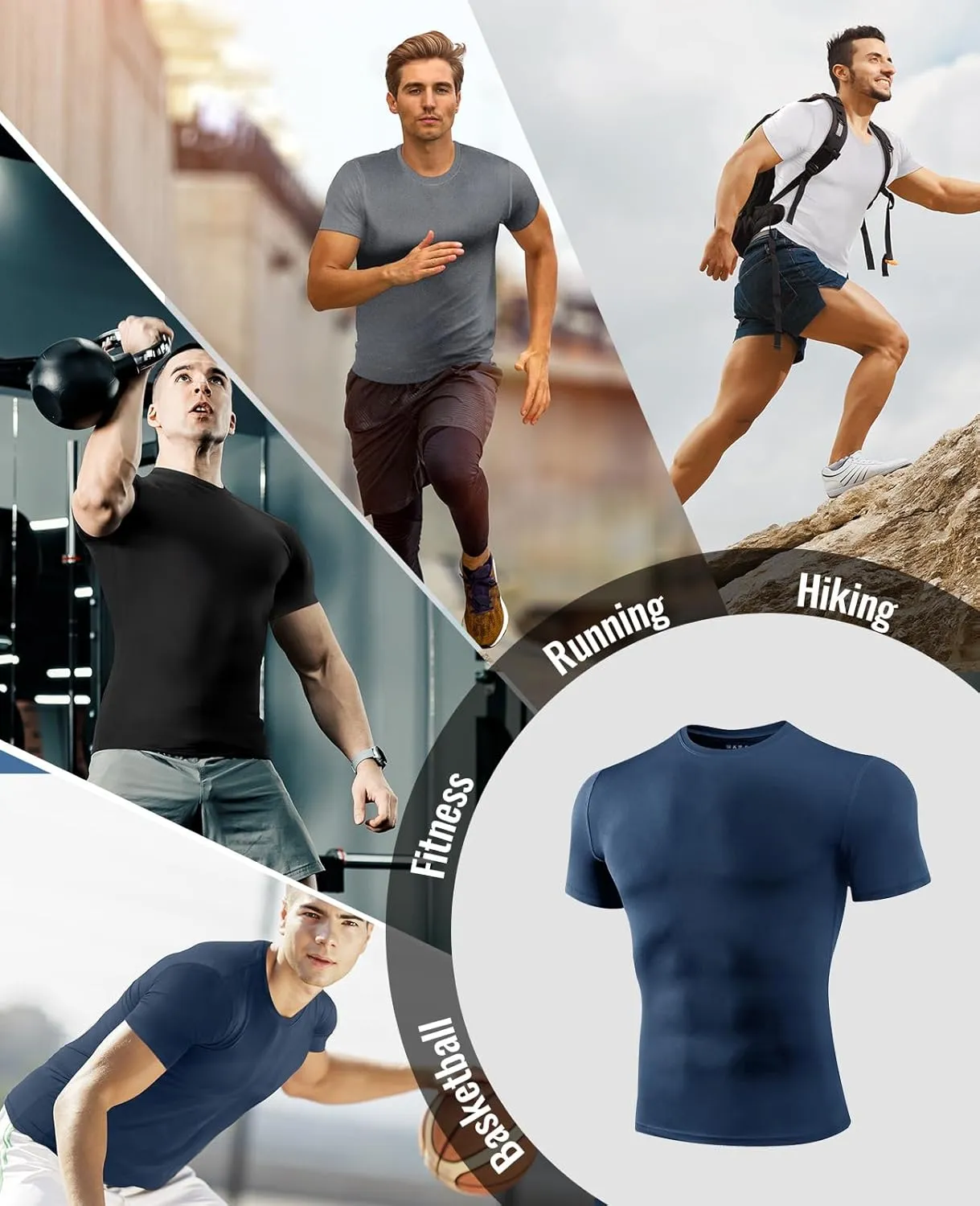 Niksa Men's Compression Shirts 1 or 4 Pack, Workout Gym Shirt Short Sleeve, Moisture Wicking Active Fit Base Layer T-Shirt