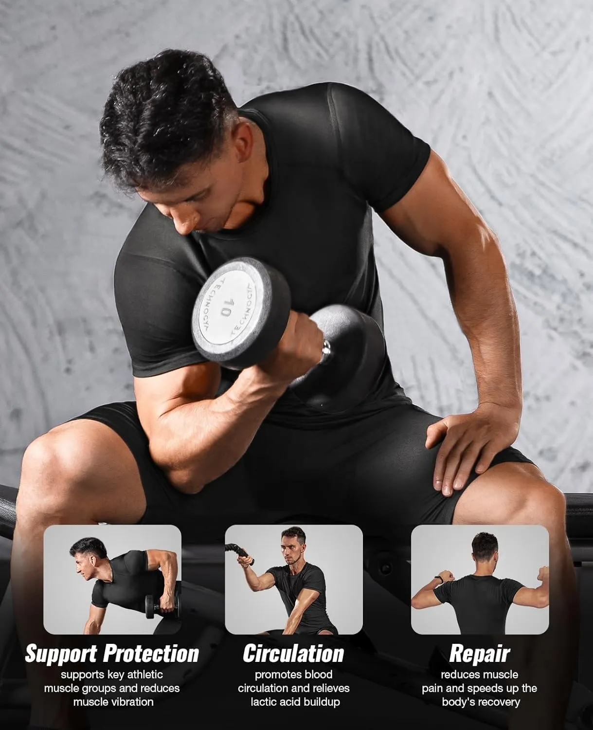 Niksa Men's Compression Shirts, Short Sleeve Athletic Compression Tops Dry Workout T Shirt, Rash Guard Base Layer Undershirt