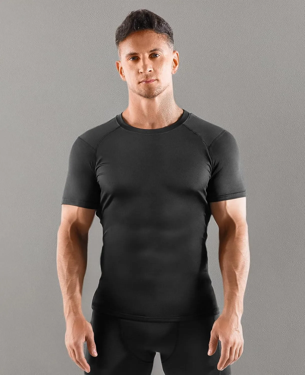 Niksa Men's Compression Shirts, Short Sleeve Athletic Compression Tops Dry Workout T Shirt, Rash Guard Base Layer Undershirt