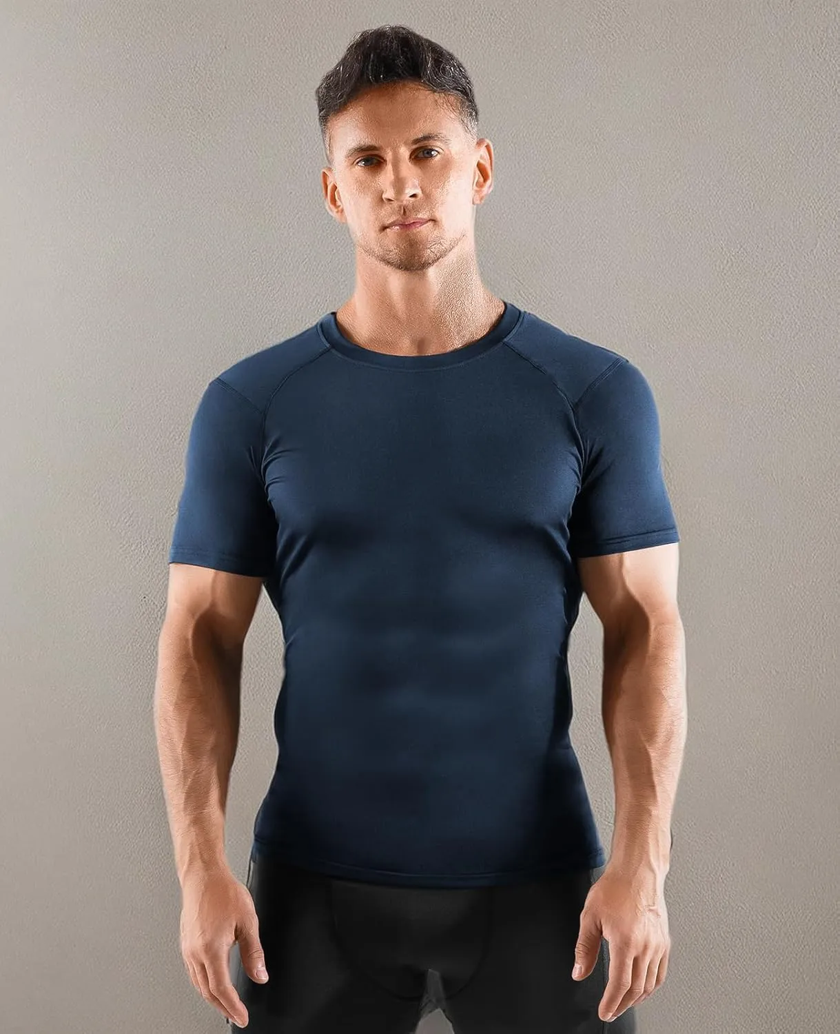 Niksa Men's Compression Shirts, Short Sleeve Athletic Compression Tops Dry Workout T Shirt, Rash Guard Base Layer Undershirt
