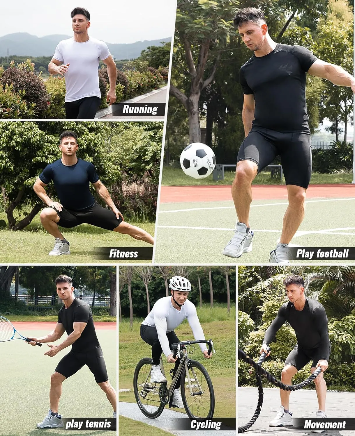 Niksa Men's Compression Shirts, Short Sleeve Athletic Compression Tops Dry Workout T Shirt, Rash Guard Base Layer Undershirt