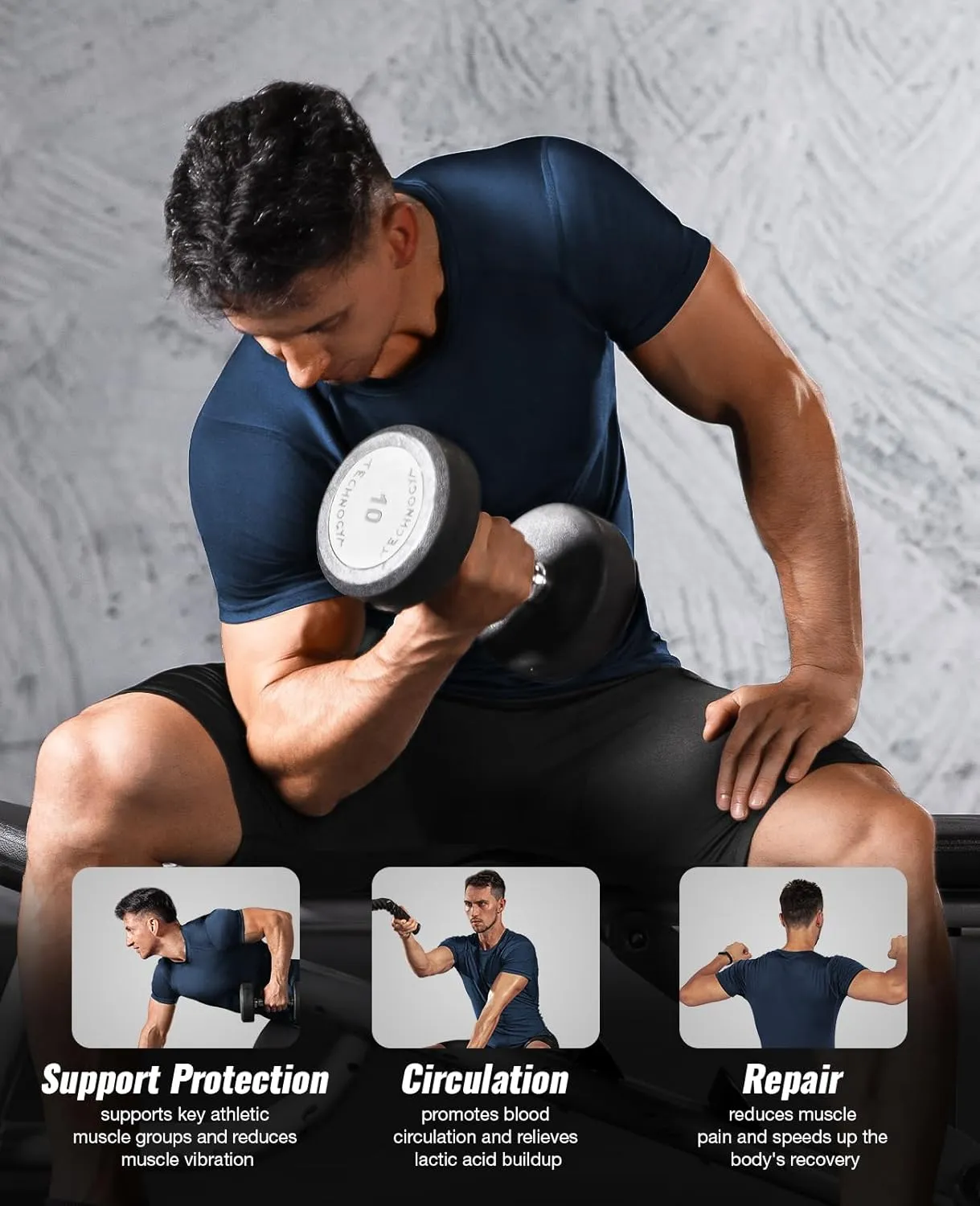 Niksa Men's Compression Shirts, Short Sleeve Athletic Compression Tops Dry Workout T Shirt, Rash Guard Base Layer Undershirt