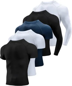Niksa Men's Compression Shirts, Short Sleeve Athletic Compression Tops Dry Workout T Shirt, Rash Guard Base Layer Undershirt