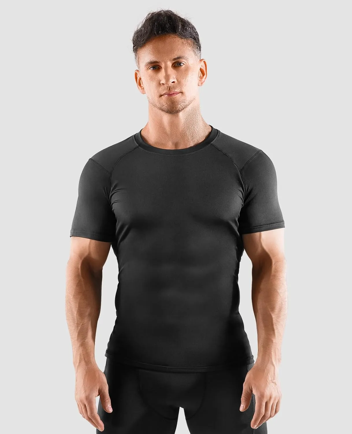 Niksa Men's Compression Shirts, Short Sleeve Athletic Compression Tops Dry Workout T Shirt, Rash Guard Base Layer Undershirt