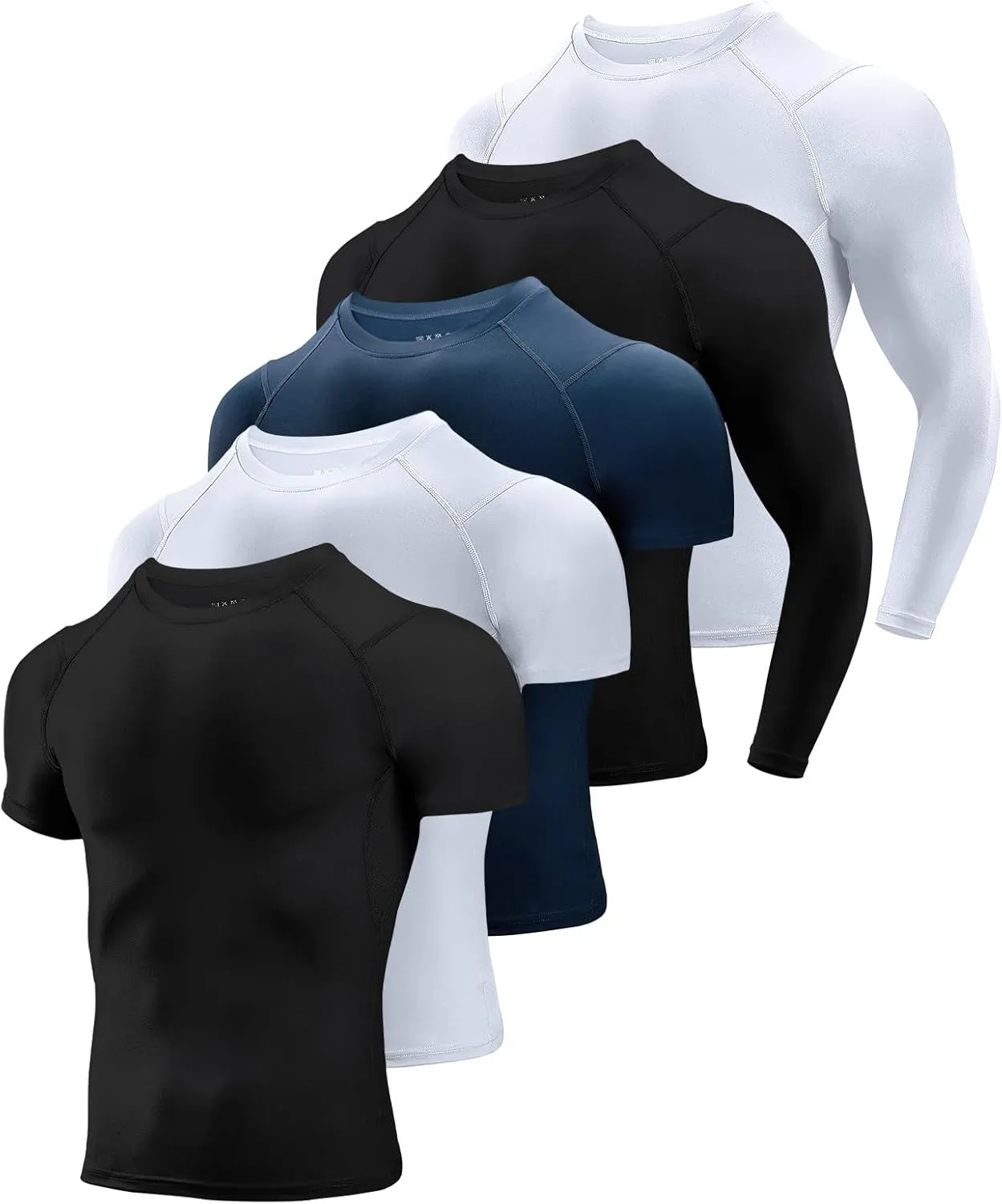 Niksa Men's Compression Shirts, Short Sleeve Athletic Compression Tops Dry Workout T Shirt, Rash Guard Base Layer Undershirt