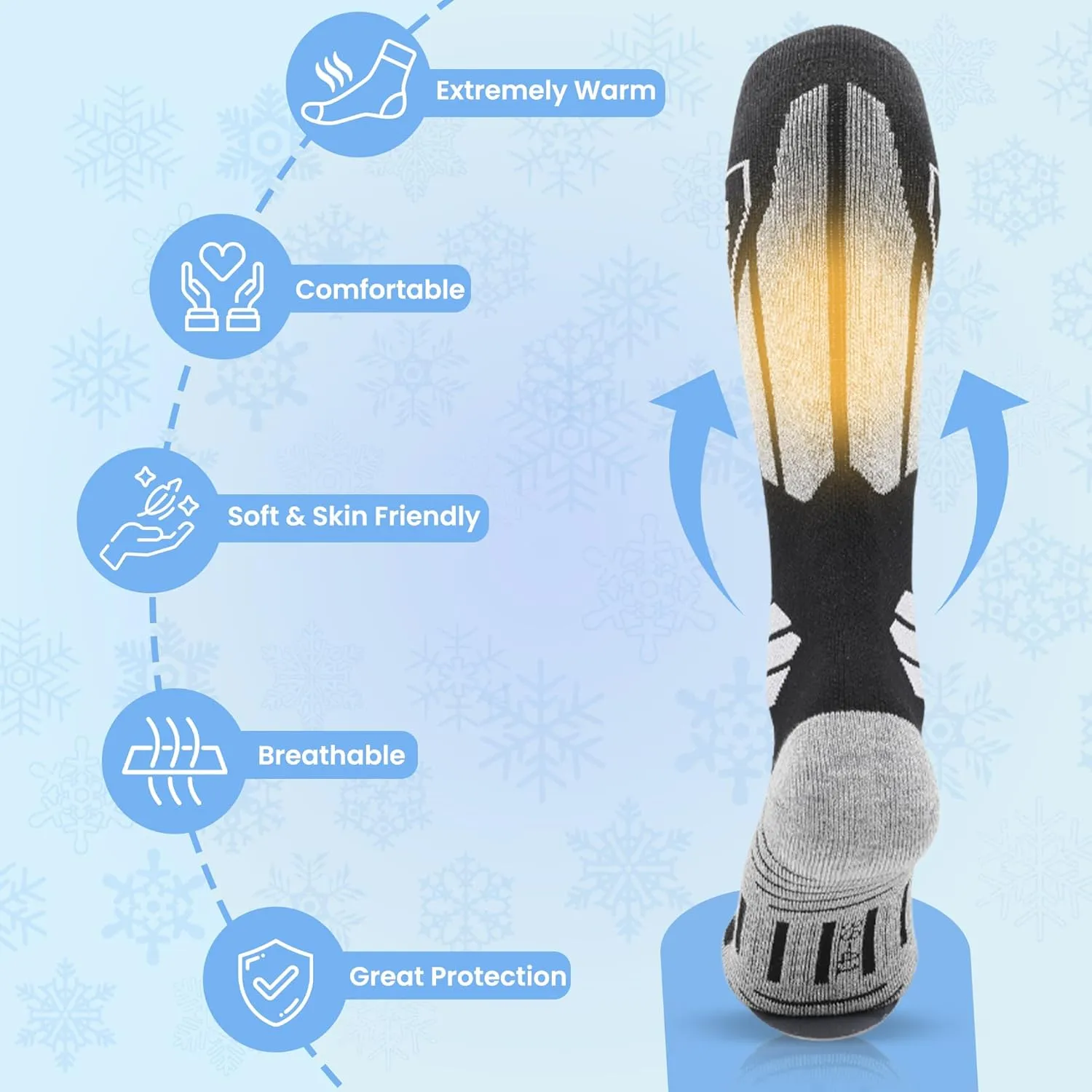 Non Slip Hiking Socks for Men & Women, Merino Wool Socks for Men & Women, Soft & Breathable, Arch & Achilles Protection