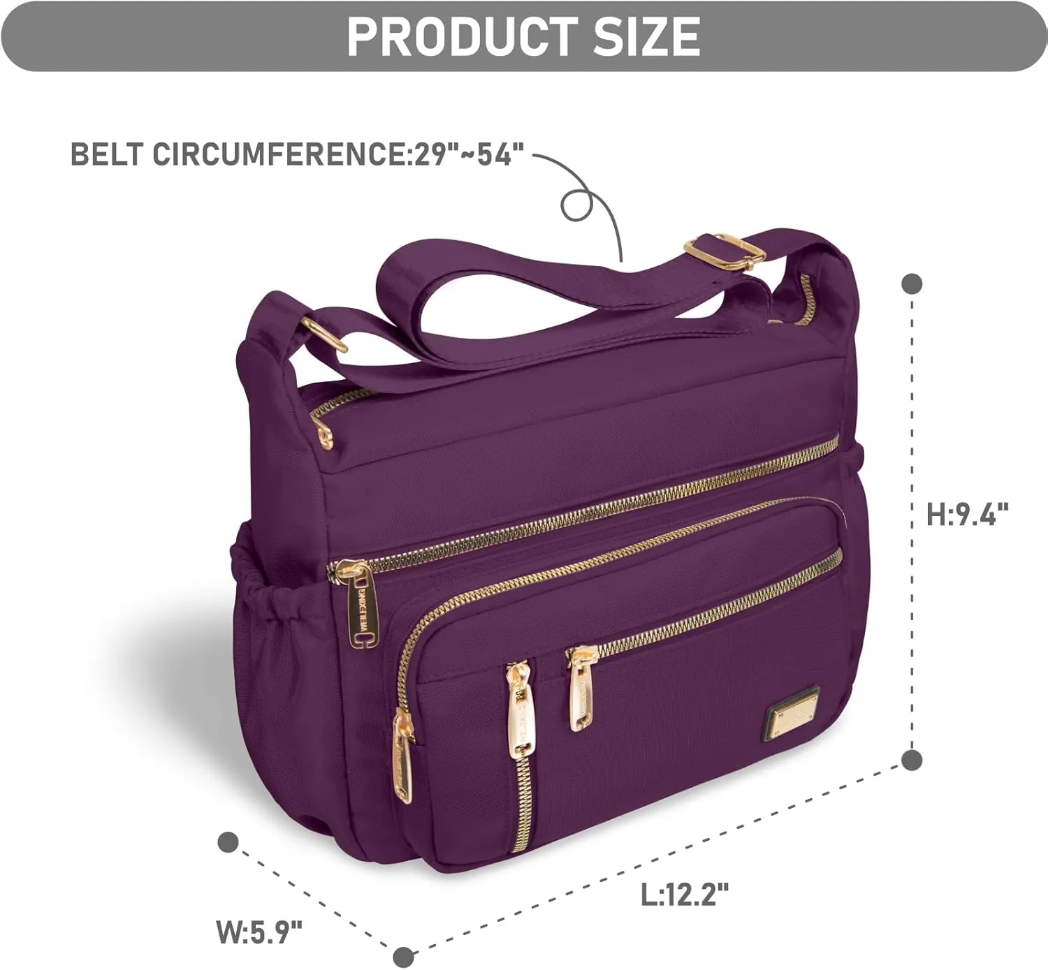 NPBAG Crossbody Bag for Women, Shoulder Purse Handbag Messenger Bag, Trendy Pocketbooks, Waterproof and Multi-Pockets