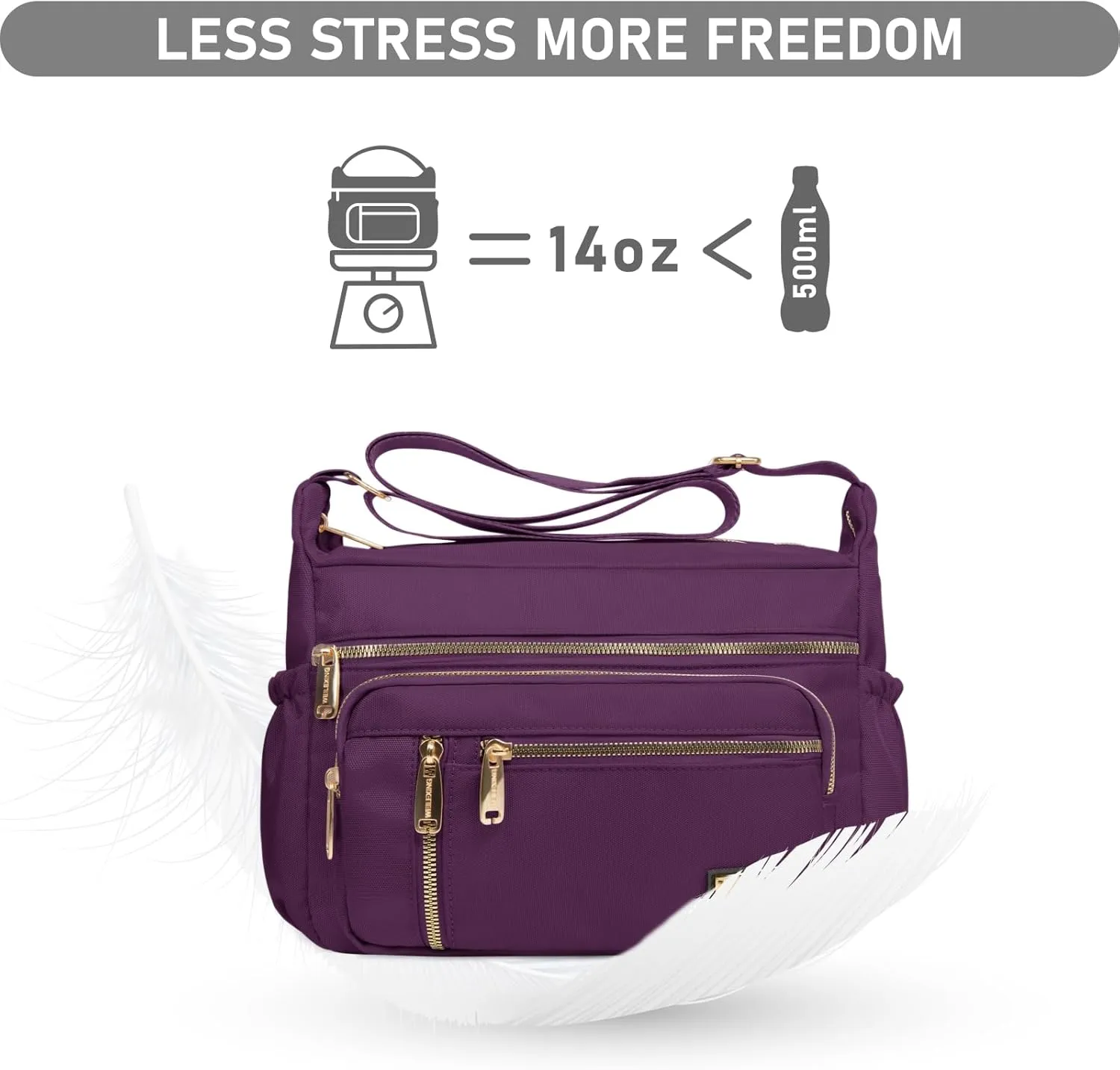 NPBAG Crossbody Bag for Women, Shoulder Purse Handbag Messenger Bag, Trendy Pocketbooks, Waterproof and Multi-Pockets