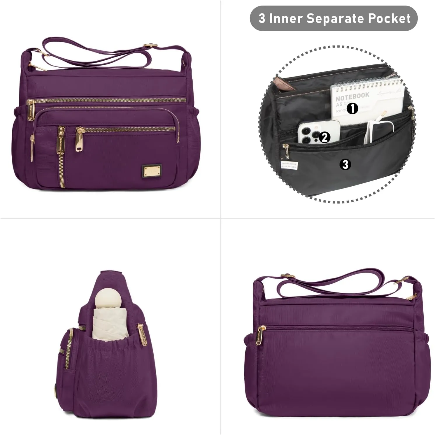 NPBAG Crossbody Bag for Women, Shoulder Purse Handbag Messenger Bag, Trendy Pocketbooks, Waterproof and Multi-Pockets