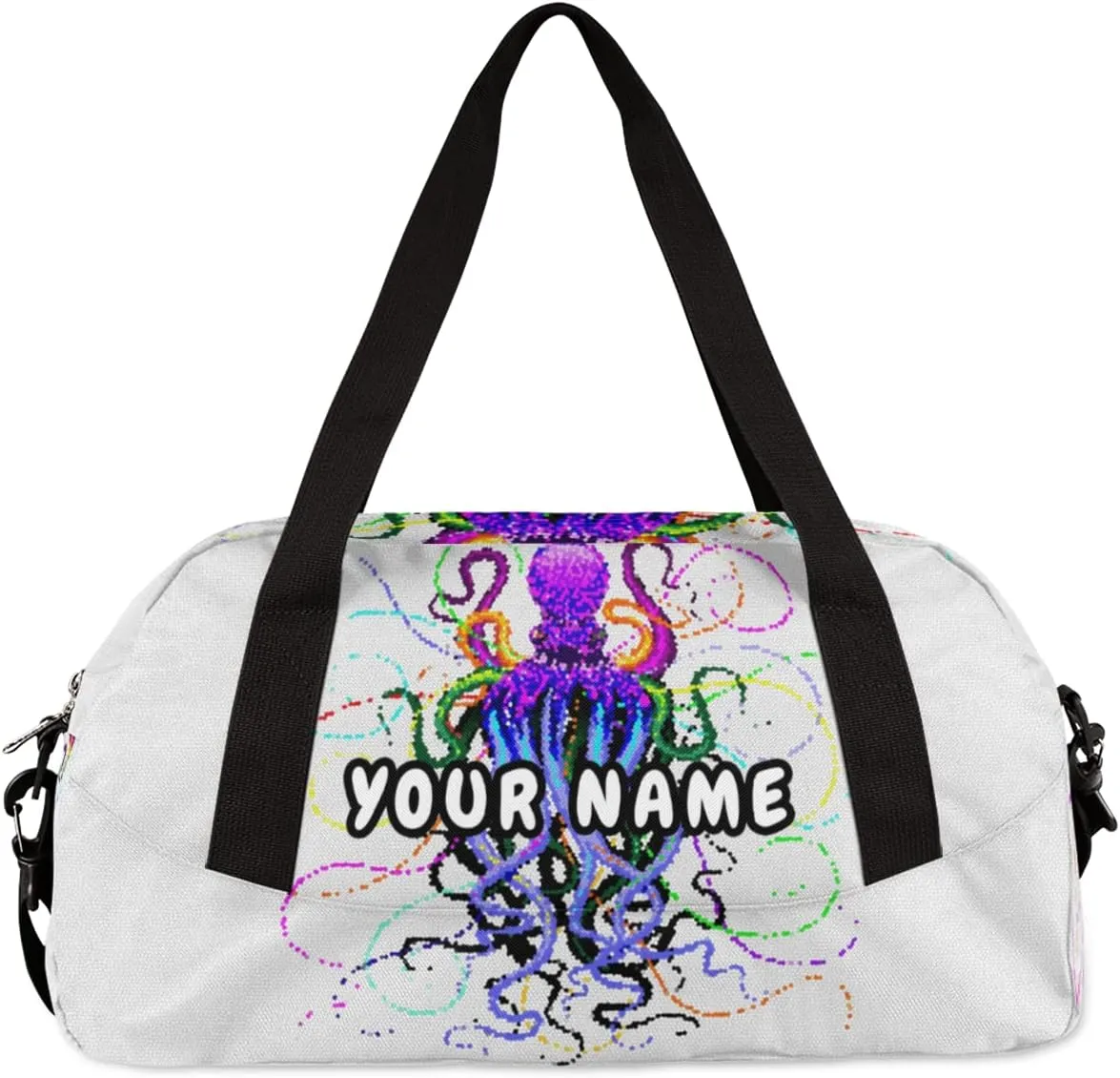 Octopus Personalized Kids Duffel Bag for Girls Boys, Octopus Debris Custom Name Dance Bag Overnight Small Duffel Bag Carry On Weekend Sports Travel Bag for School Practice Gymnastics Ballet