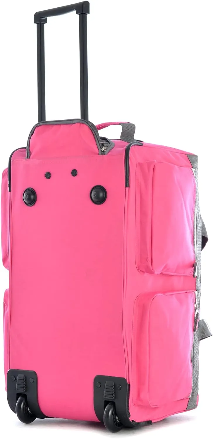 Olympia U.S.A. 22 inch Carry On 8 Pockets Wheeled Rolling Duffel Bag Water Resistant Luggage Lightweight Travel Suitcase with Retractable Handle