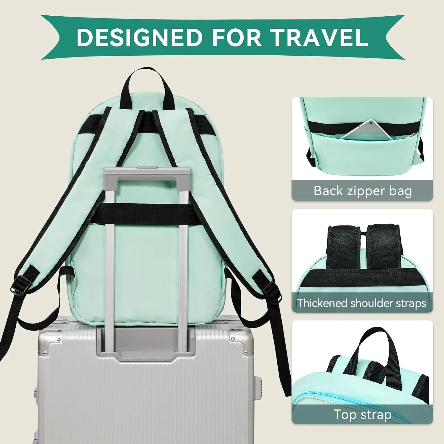OMOUBOI Casual Daypacks Superbreak Backpack 14 inch Laptop Backpack for Women & Men Fits Tourism Business (Cyan)