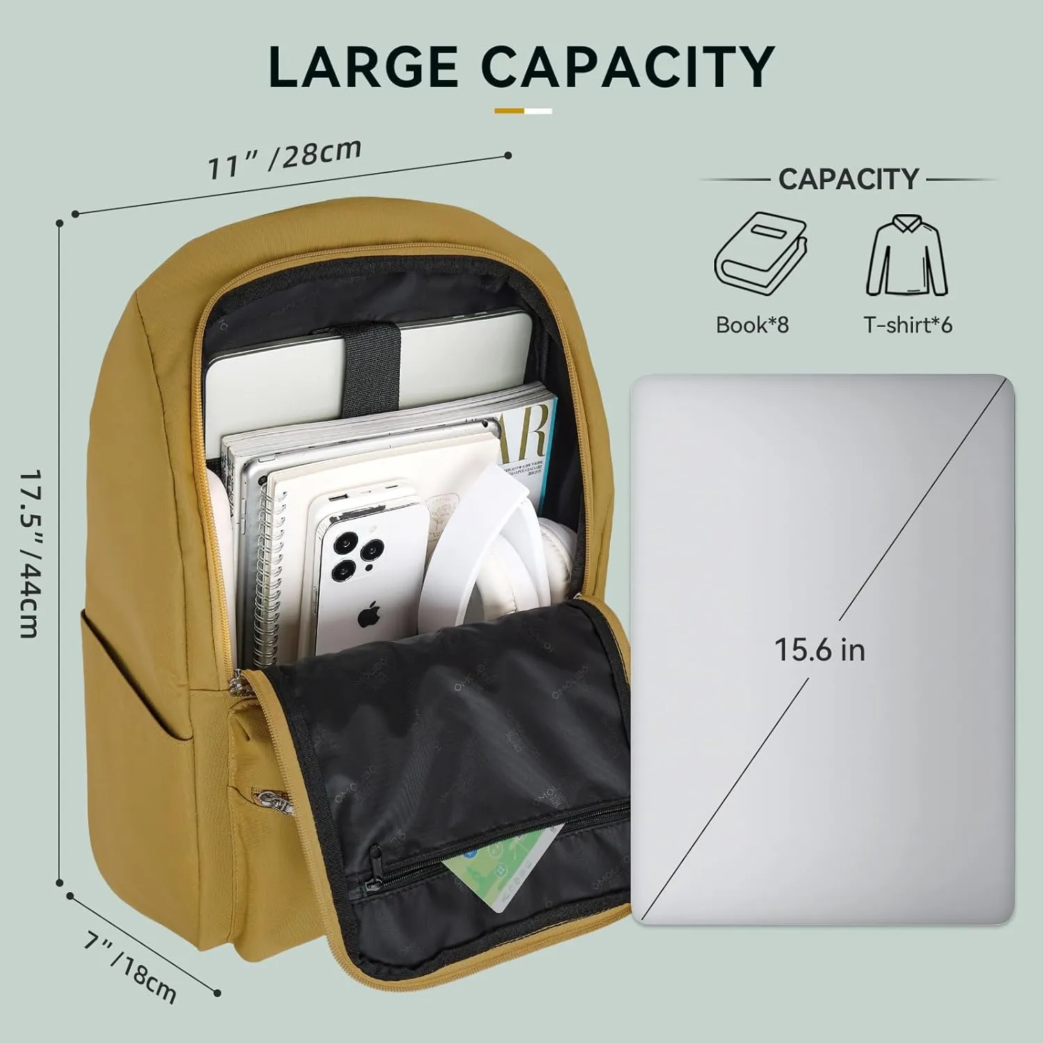OMOUBOI Casual Daypacks Superbreak Backpack 14 inch Laptop Backpack for Women & Men Fits Tourism Business (Ginger)
