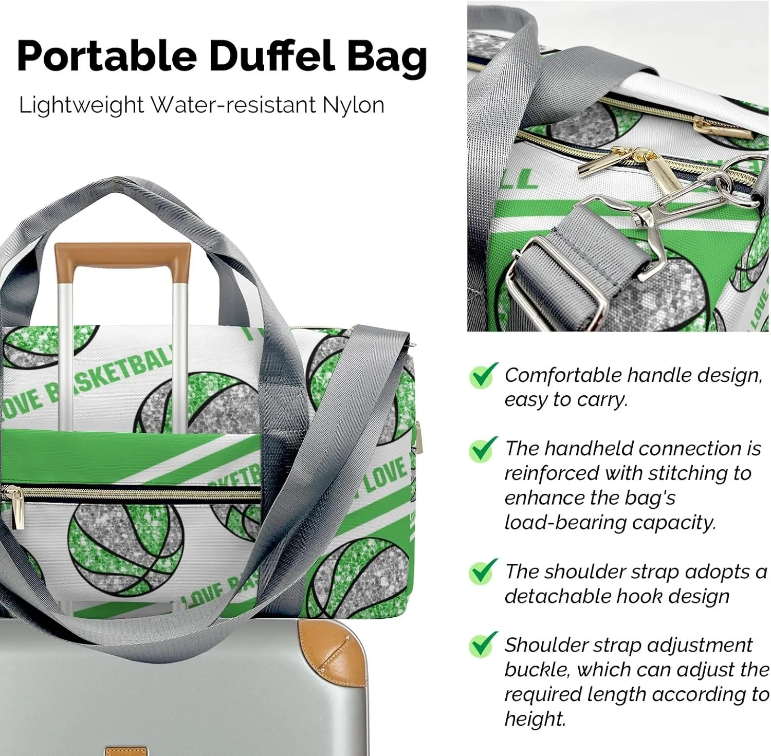 Onion Glitter Sport Basketball Gym Bag for Women, Travel Duffle Bag Carry On Weekender Bag with Shoe Compartment