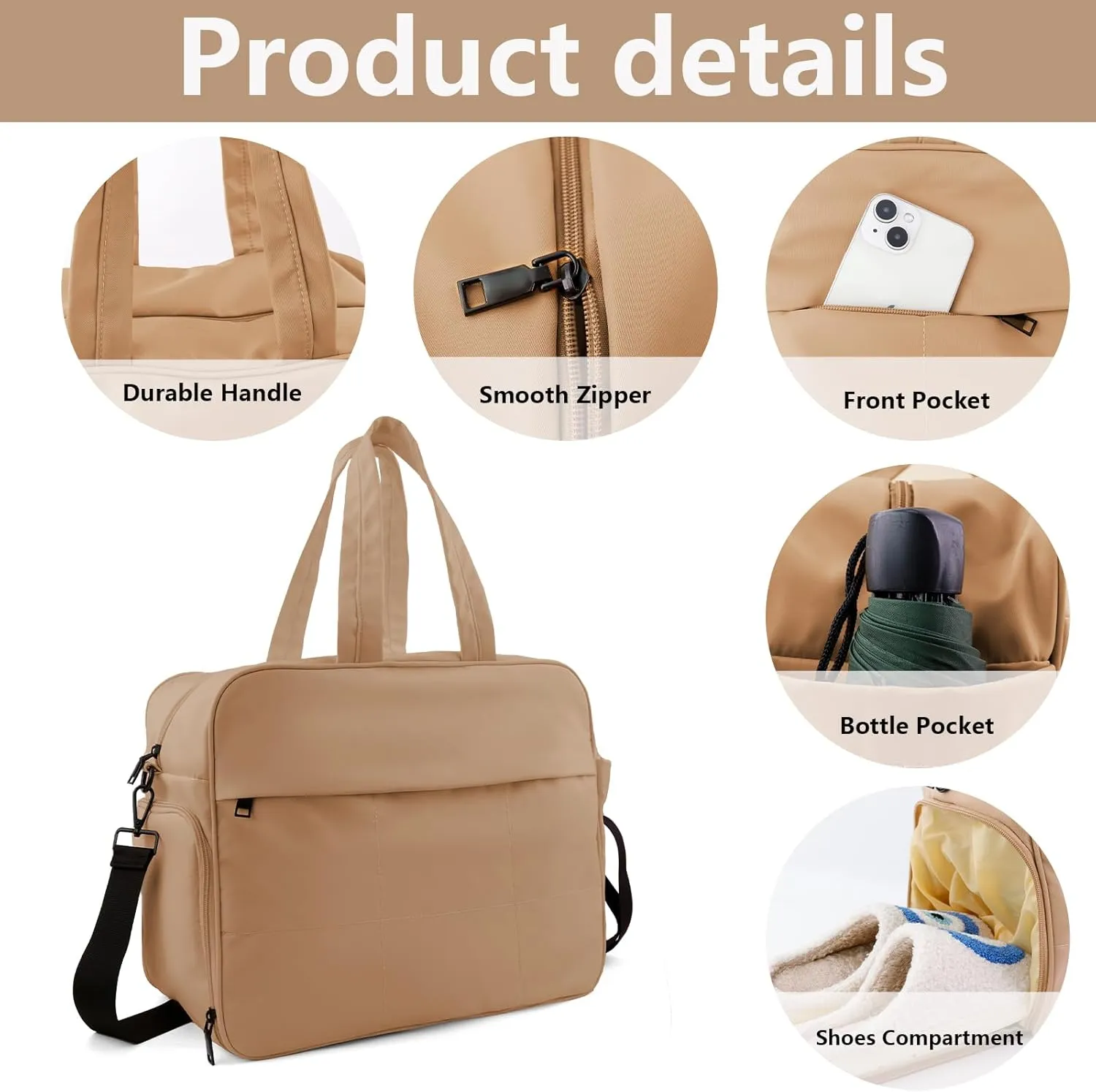 ORAD Large Nylon Tote Handbag with Removable Shoulder Strap - Durable and Versatile Tote Bag for Everyday Use