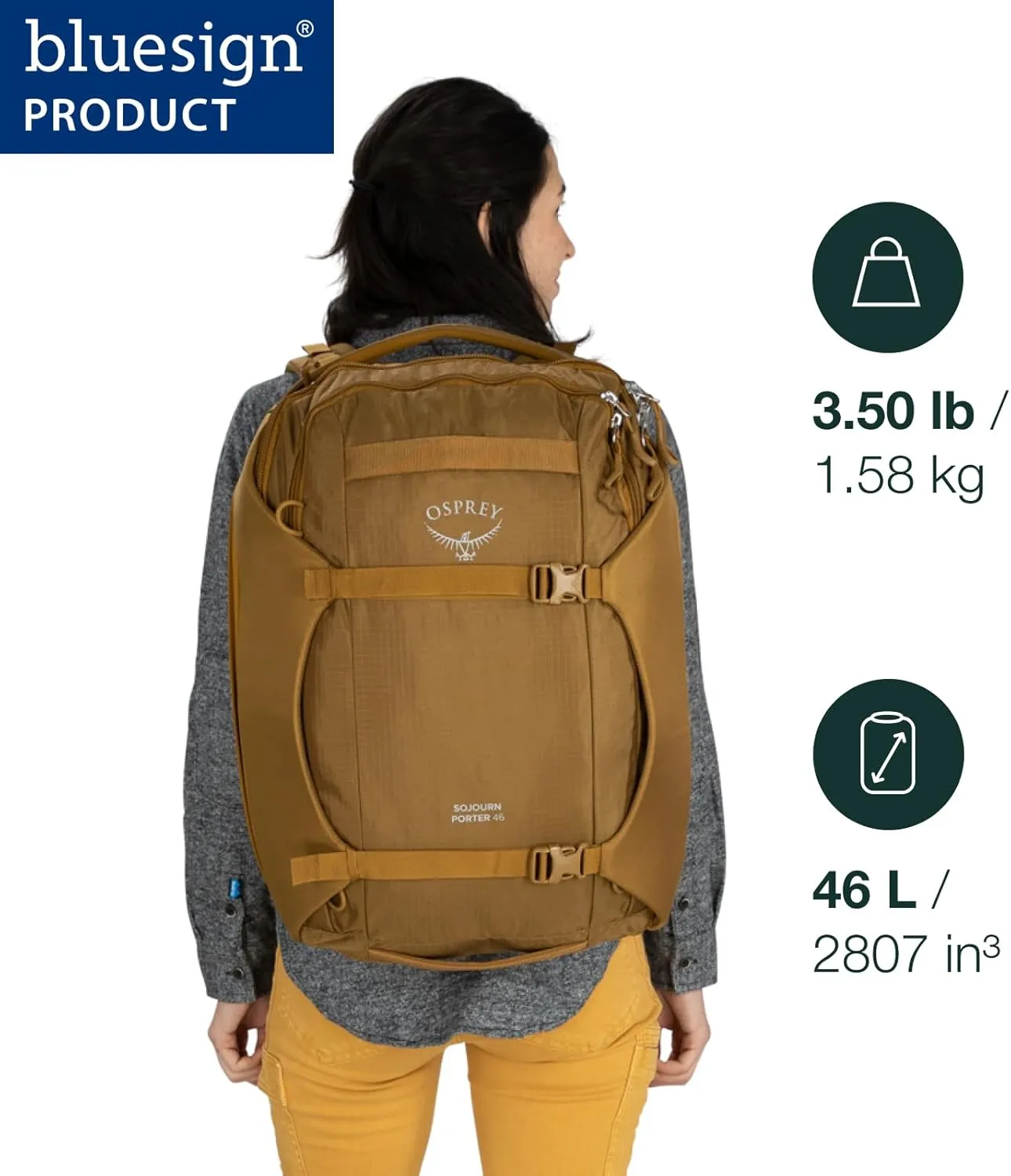 Osprey Sojourn Porter 46L Travel Backpack, Koseret Green