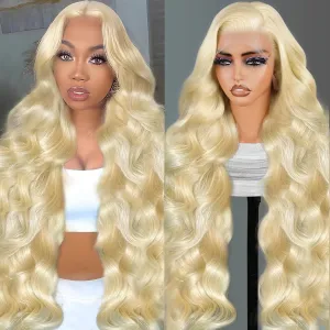Otinid 30 Inch 613 13x6 Lace Front Wig Human Hair 200 Density Blonde Wig Human Hair Blonde Body Wave Lace Front Wigs Human Hair Pre Plucked 613 HD Lace Frontal 13x6