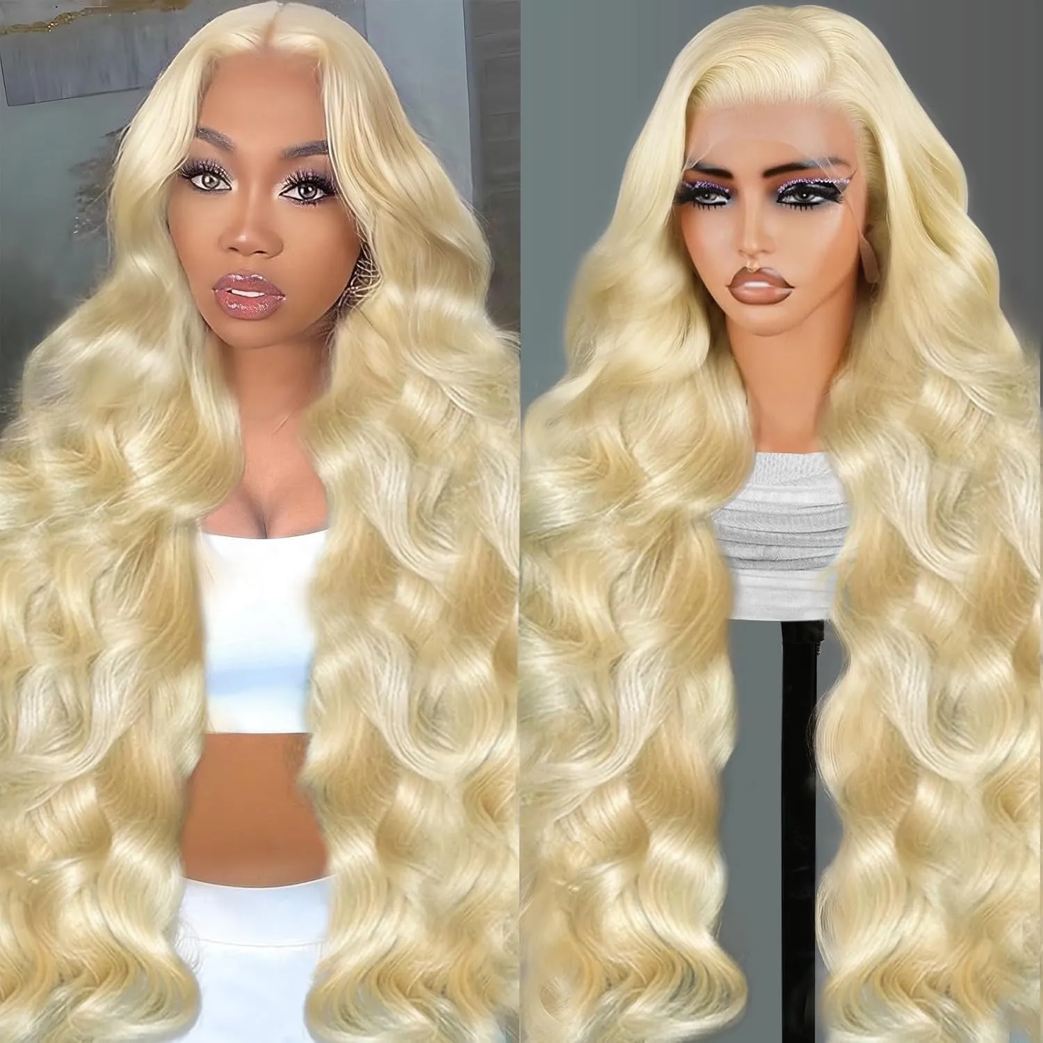 Otinid 30 Inch 613 13x6 Lace Front Wig Human Hair 200 Density Blonde Wig Human Hair Blonde Body Wave Lace Front Wigs Human Hair Pre Plucked 613 HD Lace Frontal 13x6